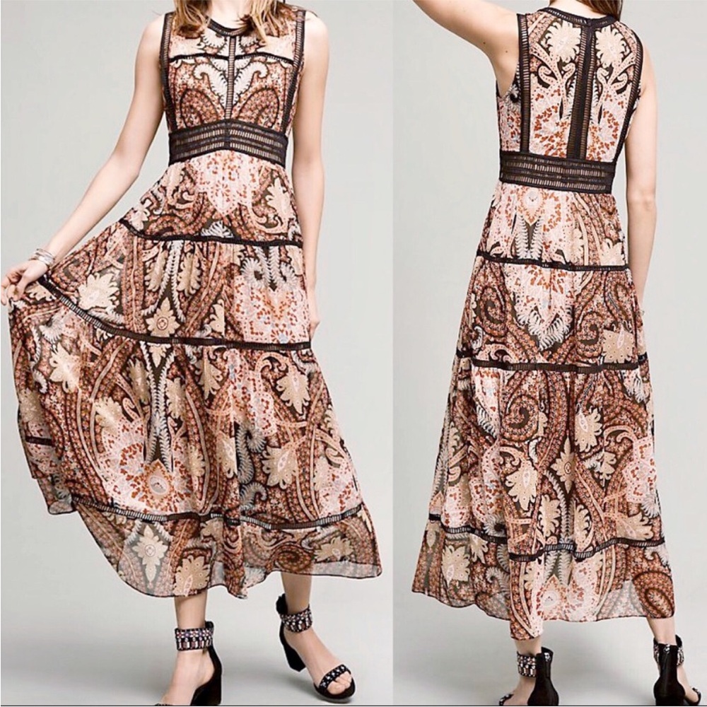 Ranna Gill Anthropologie Claudette Paisley Maxi Dress 70s Boho Romantic - Picture 13 of 13